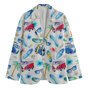 Watercolor Surfing Pattern Print Men's Blazer