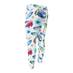 Watercolor Surfing Pattern Print Men's Compression Pants