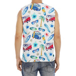 Watercolor Surfing Pattern Print Men's Fitness Tank Top