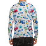 Watercolor Surfing Pattern Print Men's Long Sleeve Rash Guard