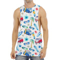 Watercolor Surfing Pattern Print Men's Muscle Tank Top
