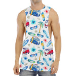 Watercolor Surfing Pattern Print Men's Muscle Tank Top