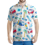 Watercolor Surfing Pattern Print Men's Polo Shirt
