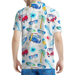 Watercolor Surfing Pattern Print Men's Polo Shirt