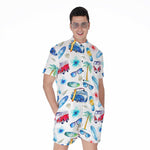 Watercolor Surfing Pattern Print Men's Rompers