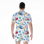 Watercolor Surfing Pattern Print Men's Rompers