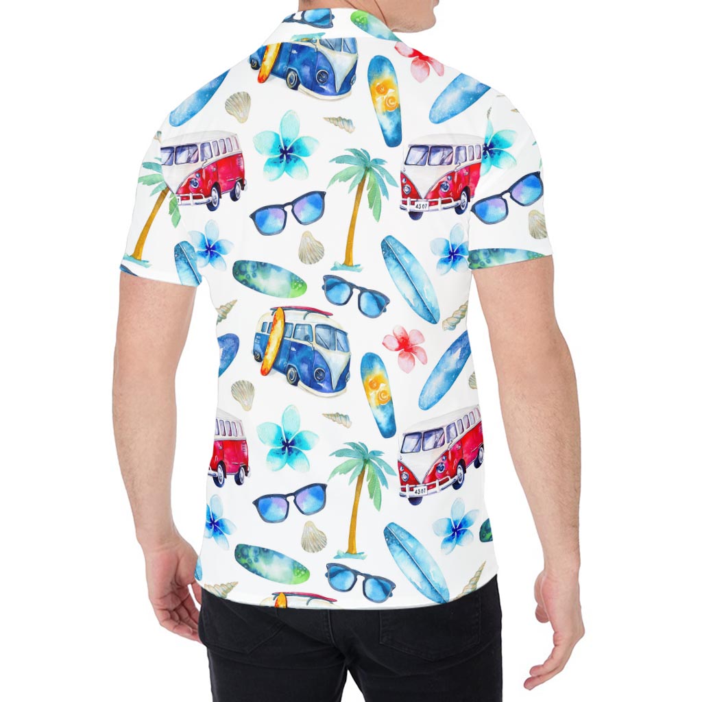 Watercolor Surfing Pattern Print Men's Shirt