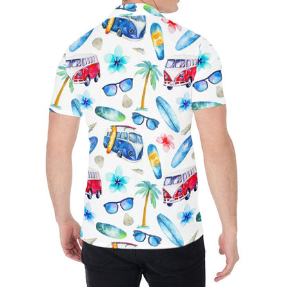 Watercolor Surfing Pattern Print Men's Shirt