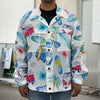 Watercolor Surfing Pattern Print Men's Shirt Jacket