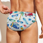 Watercolor Surfing Pattern Print Men's Swim Briefs