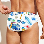 Watercolor Surfing Pattern Print Men's Swim Briefs
