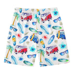 Watercolor Surfing Pattern Print Men's Swim Trunks