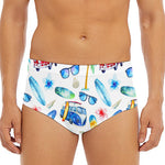 Watercolor Surfing Pattern Print Men's Triangle Swim Briefs
