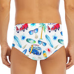 Watercolor Surfing Pattern Print Men's Triangle Swim Briefs