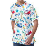 Watercolor Surfing Pattern Print Men's Velvet T-Shirt