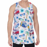Watercolor Surfing Pattern Print Men's Velvet Tank Top