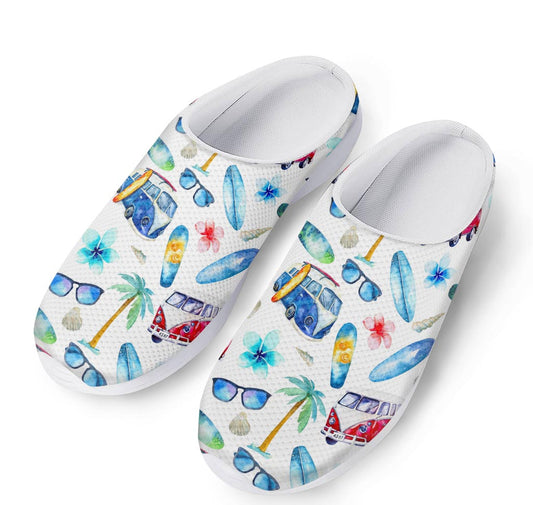 Watercolor Surfing Pattern Print Mesh Casual Shoes