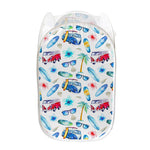 Watercolor Surfing Pattern Print Mesh Laundry Hamper