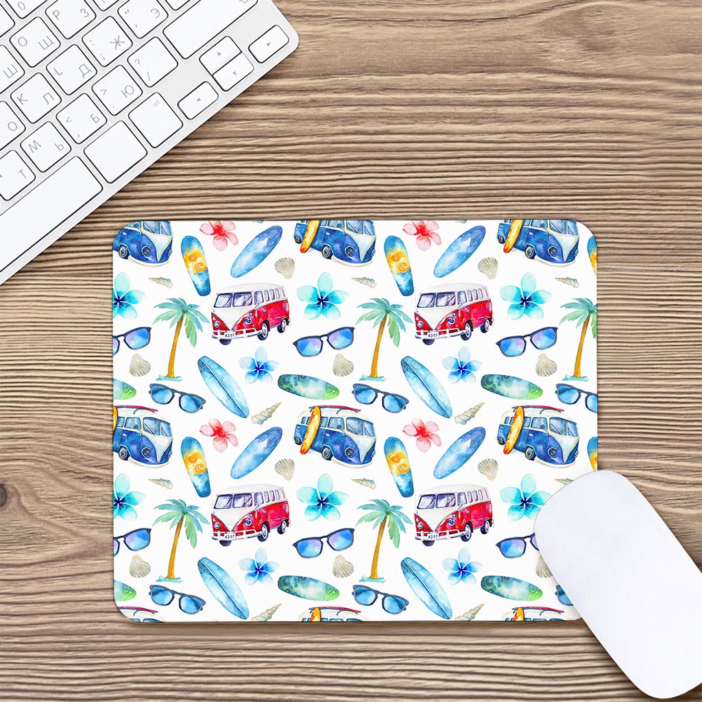 Watercolor Surfing Pattern Print Mouse Pad