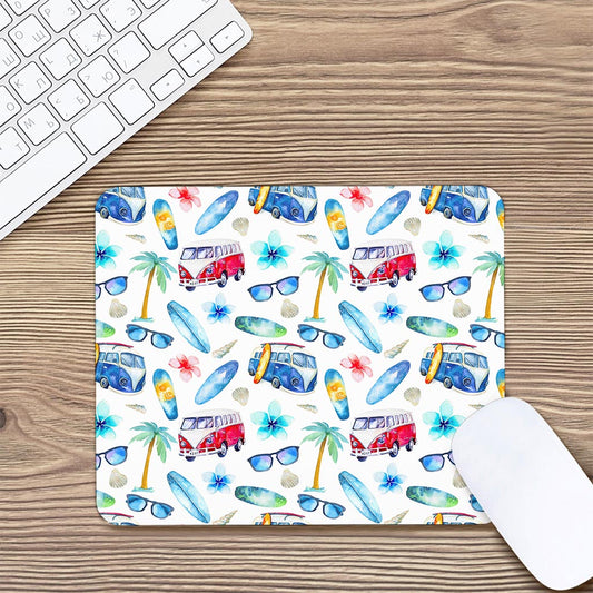 Watercolor Surfing Pattern Print Mouse Pad