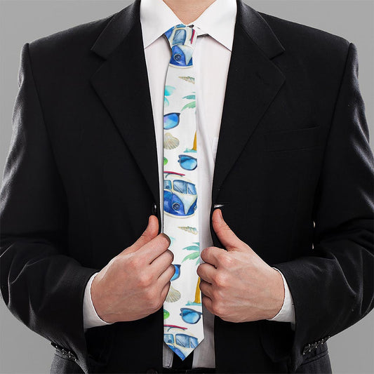 Watercolor Surfing Pattern Print Necktie