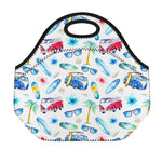 Watercolor Surfing Pattern Print Neoprene Lunch Bag