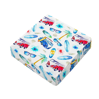 Watercolor Surfing Pattern Print Outdoor Seat Cushion Cover
