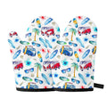 Watercolor Surfing Pattern Print Oven Mitts