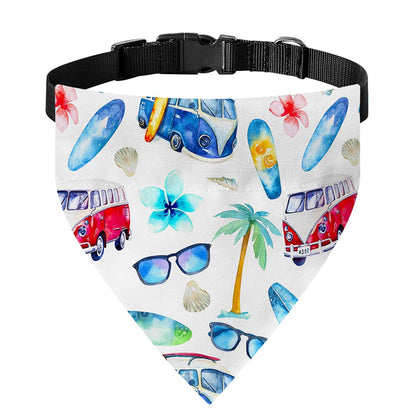 Watercolor Surfing Pattern Print Over The Collar Dog Bandana