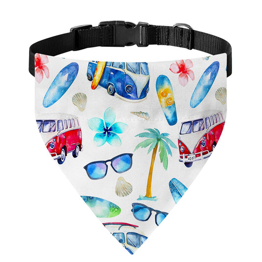 Watercolor Surfing Pattern Print Over The Collar Dog Bandana