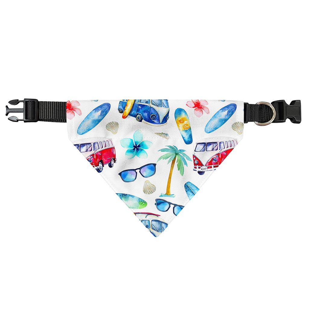 Watercolor Surfing Pattern Print Over The Collar Dog Bandana
