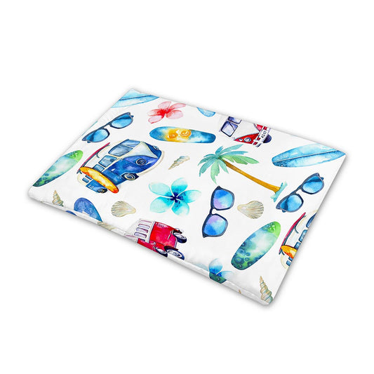 Watercolor Surfing Pattern Print Pet Cooling Mat Cover