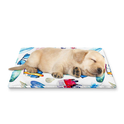 Watercolor Surfing Pattern Print Pet Cooling Mat Cover