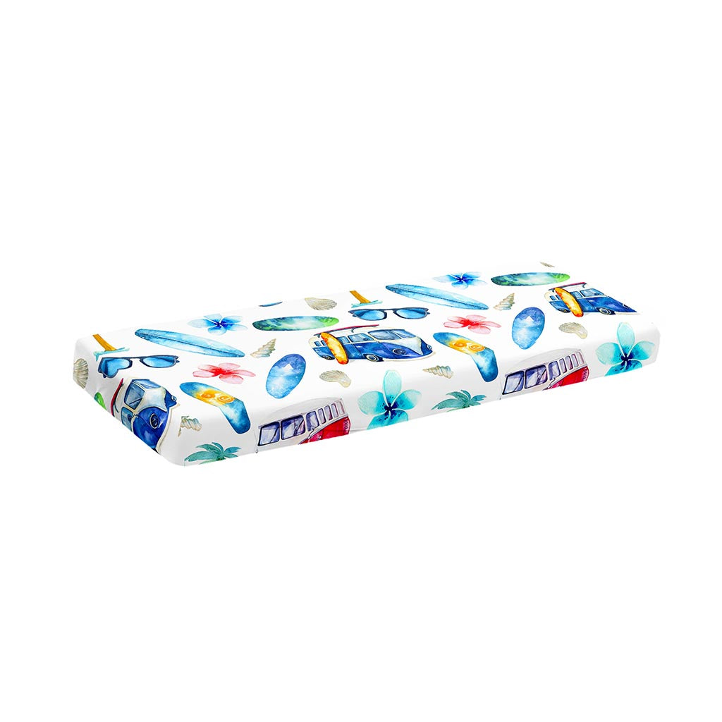 Watercolor Surfing Pattern Print Piano Keyboard Cover