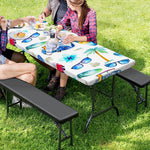 Watercolor Surfing Pattern Print Picnic Table Cover