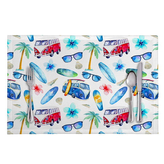 Watercolor Surfing Pattern Print Placemat