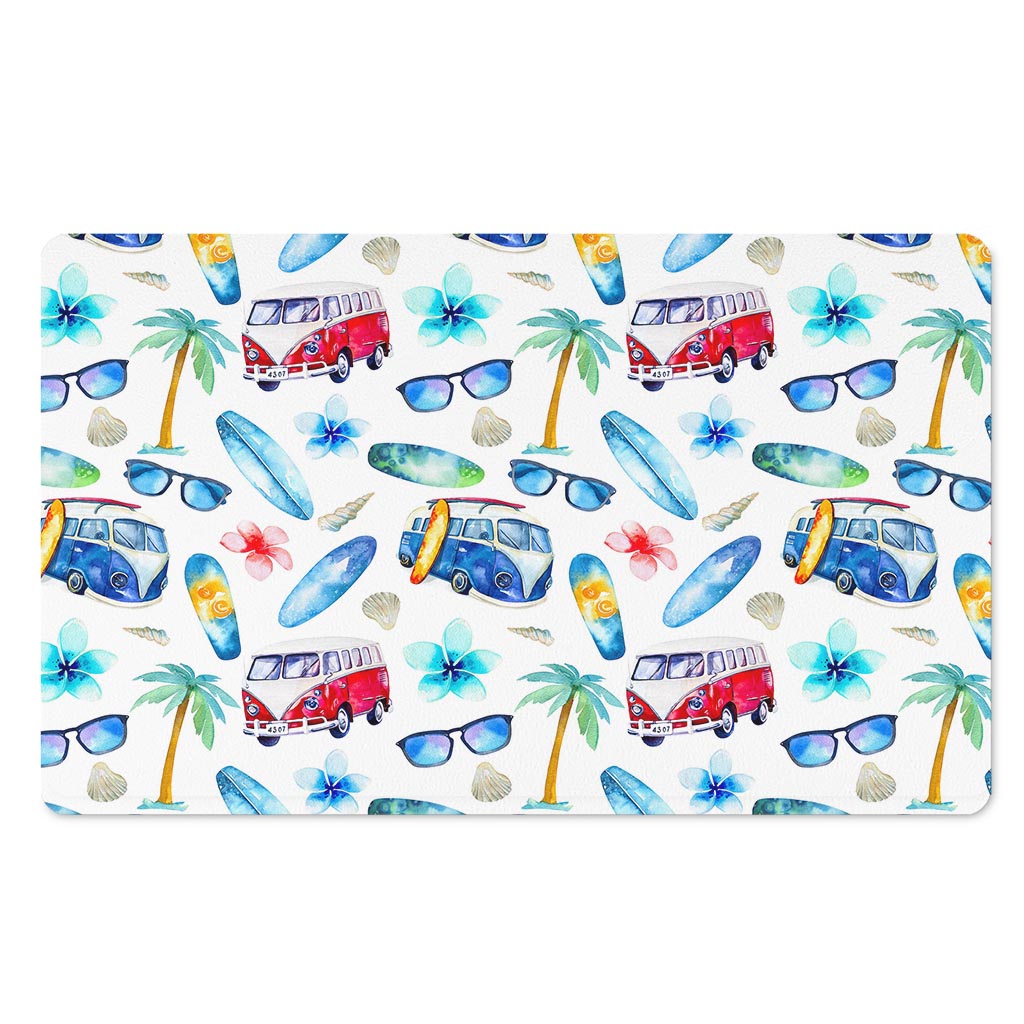 Watercolor Surfing Pattern Print Polyester Doormat