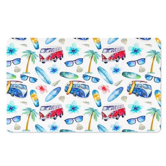 Watercolor Surfing Pattern Print Polyester Doormat