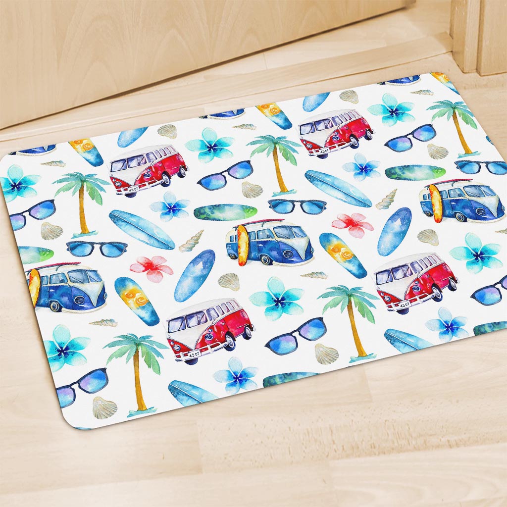 Watercolor Surfing Pattern Print Polyester Doormat