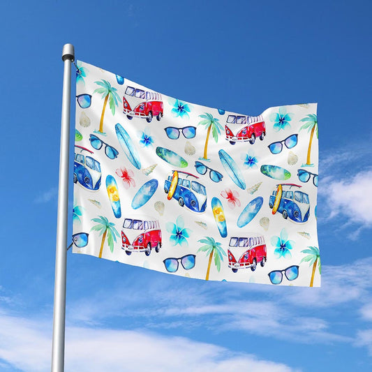 Watercolor Surfing Pattern Print Polyester Flag