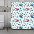 Watercolor Surfing Pattern Print Polyester Shower Curtain