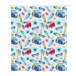 Watercolor Surfing Pattern Print Polyester Shower Curtain