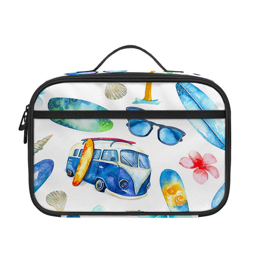 Watercolor Surfing Pattern Print Portable Lunch Bag