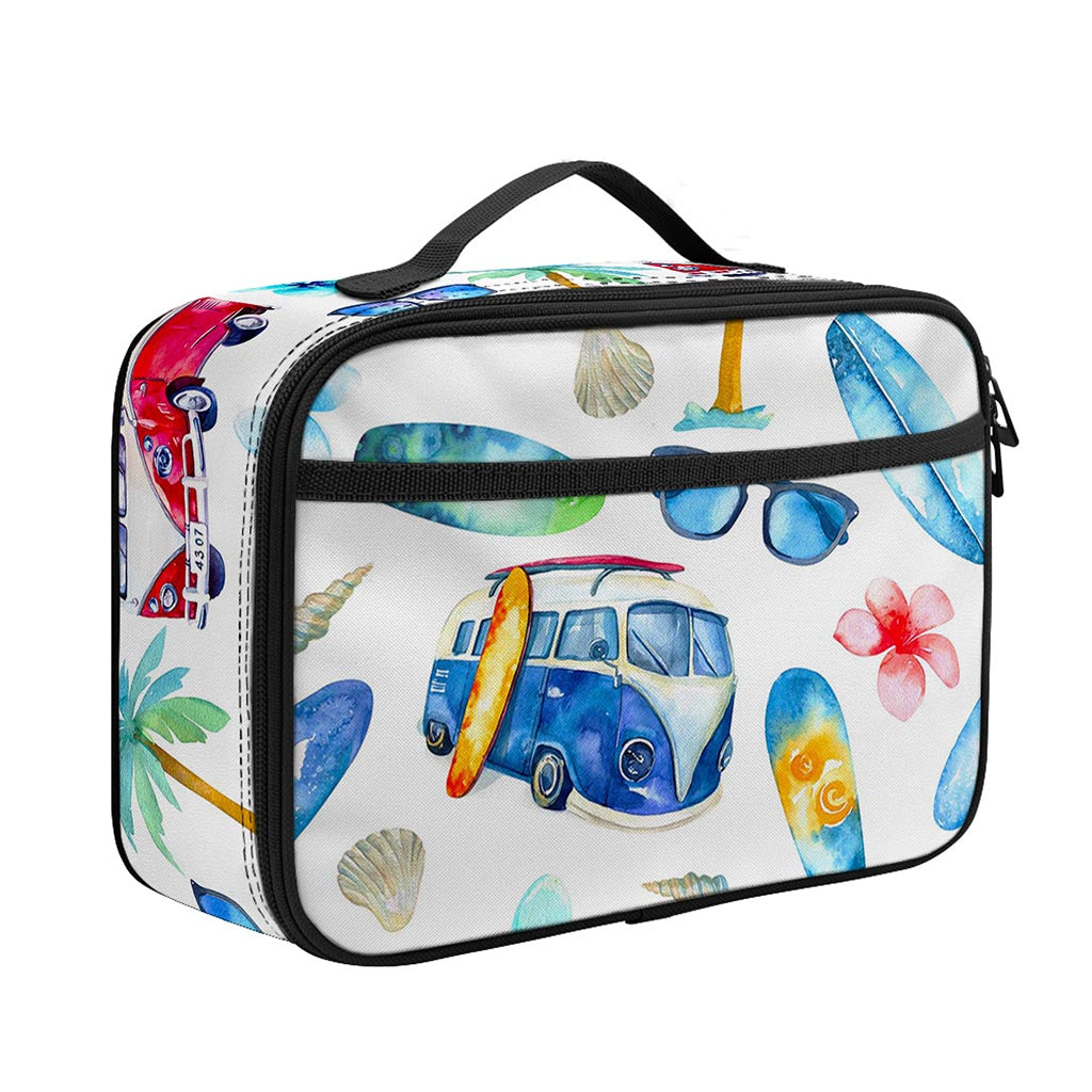 Watercolor Surfing Pattern Print Portable Lunch Bag