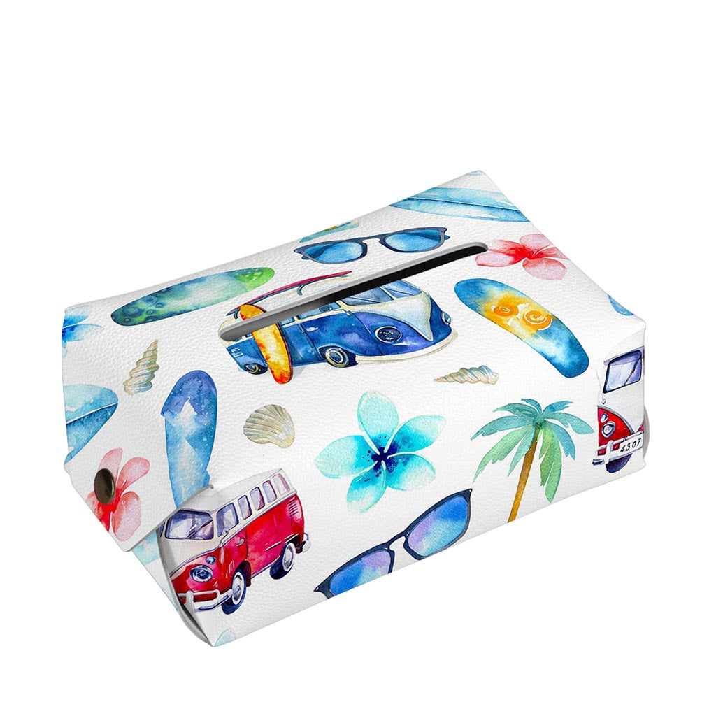 Watercolor Surfing Pattern Print Rectangle Tissue Box Cover