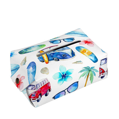 Watercolor Surfing Pattern Print Rectangle Tissue Box Cover