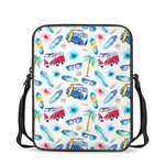 Watercolor Surfing Pattern Print Rectangular Crossbody Bag