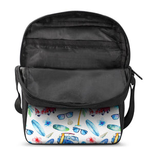 Watercolor Surfing Pattern Print Rectangular Crossbody Bag