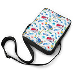 Watercolor Surfing Pattern Print Rectangular Crossbody Bag