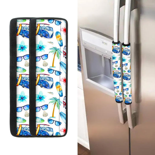 Watercolor Surfing Pattern Print Refrigerator Handle Covers